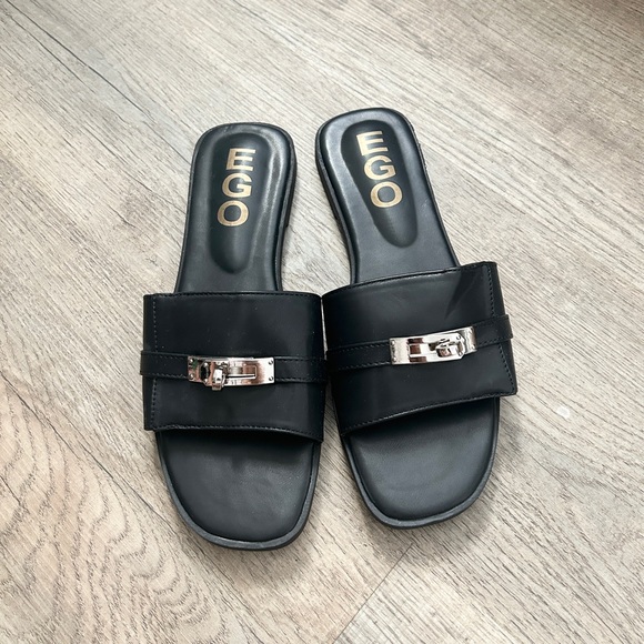 NEW EGO black lock detail slider sandals size 6. - Picture 2 of 5